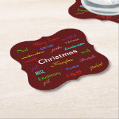 Kerstmis rond de Wereld Modern Red Bracket Kartonnen Onderzetters (Gekanteld)