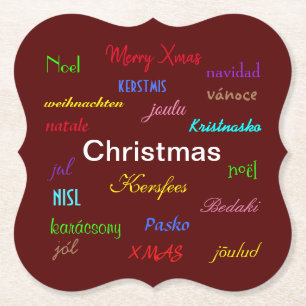 Kerstmis rond de Wereld Modern Red Bracket Kartonnen Onderzetters