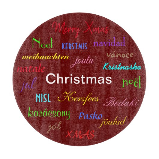 Kerstmis rond de Wereld Modern Red Snijplank (Voorkant)