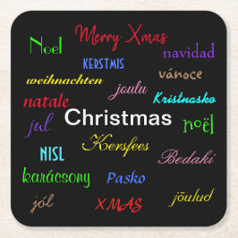 Kerstmis rond de wereldmoderne tijd in het zwart kartonnen onderzetters