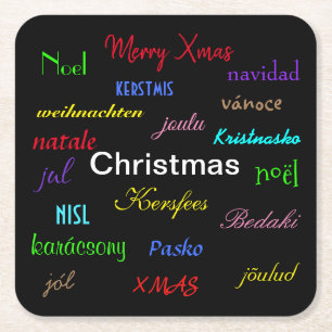 Kerstmis rond de wereldmoderne tijd in het zwart kartonnen onderzetters