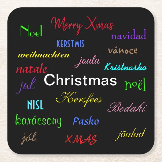 Kerstmis rond de wereldmoderne tijd in het zwart kartonnen onderzetters (Voorkant)