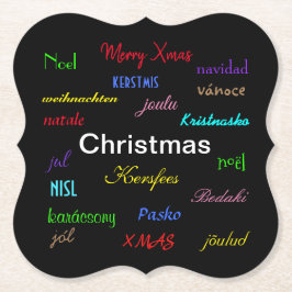 Kerstmis rond de wereldmoderne tijd in het zwart kartonnen onderzetters