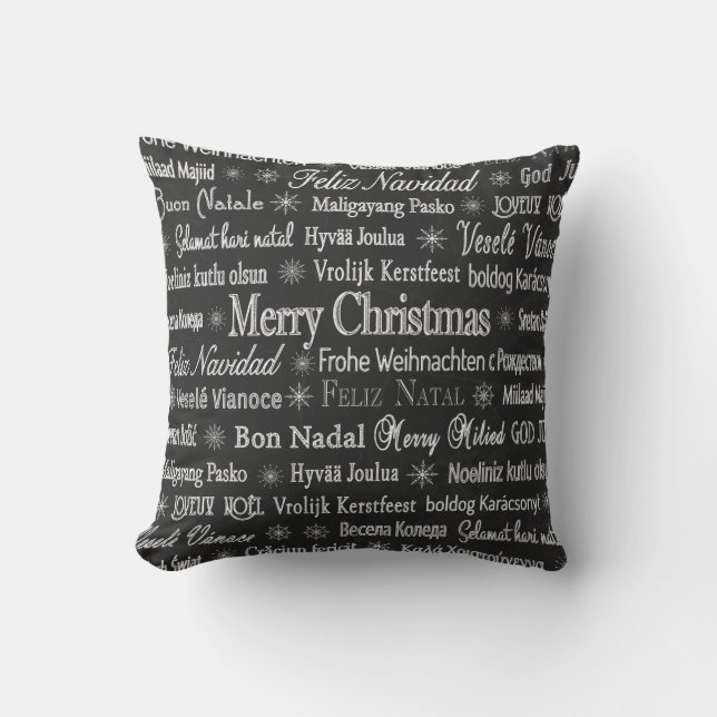 Kerstmis rond de wereldtypografie kussen (Voorkant)
