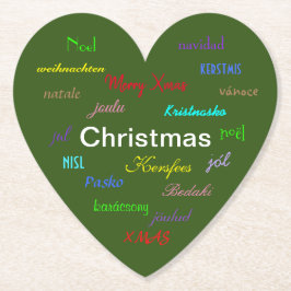 Kerstmis rond het moderne groene hart van de werel kartonnen onderzetters