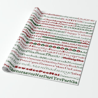Kerstmis rond het World TextDsgn Wrapping Paper Cadeaupapier