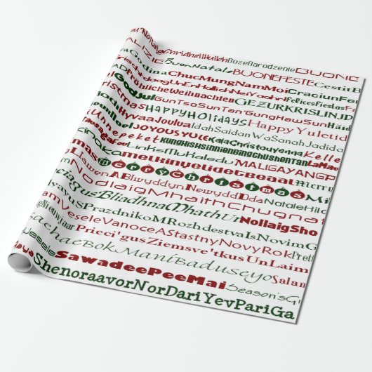 Kerstmis rond het World TextDsgn Wrapping Paper Cadeaupapier (Uitgerold)