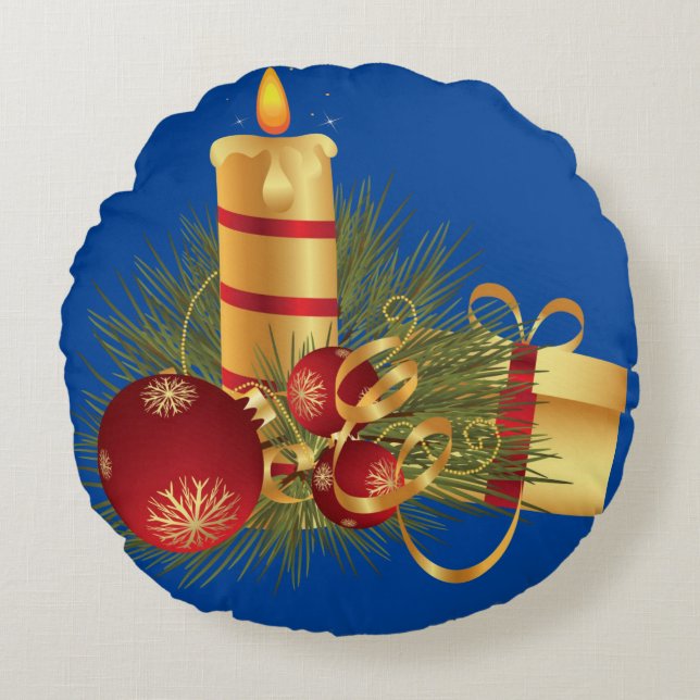 Kerstmis Rond Kussen, Kerst Kaars Kussen (Voorkant)