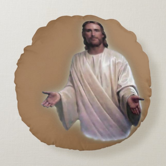 Kerstmis Ronde Kussen, Jezus Christus Rond Kussen (Voorkant)