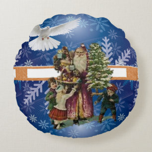 Kerstmis Ronde Kussen, Vintage Rond Kussen
