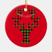 Kerstmis Ronde Ornament-Hert Keramisch Ornament (Voorkant)