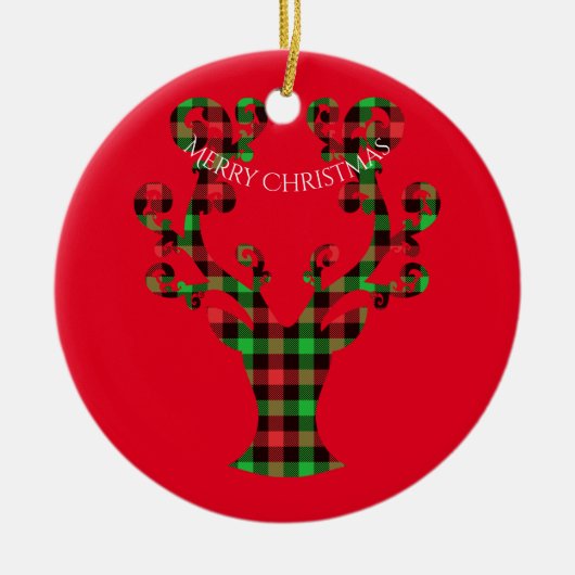 Kerstmis Ronde Ornament-Hert Keramisch Ornament (Voorkant)