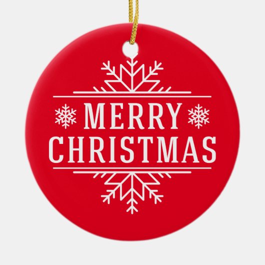 Kerstmis Ronde Ornament-Rood Keramisch Ornament (Voorkant)
