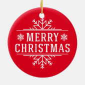 Kerstmis Ronde Ornament-Rood Keramisch Ornament (Achterkant)