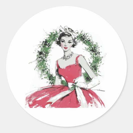 Kerstmis Ronde Sticker (Voorkant)