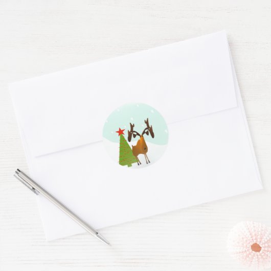 Kerstmis Ronde Sticker (Envelop)