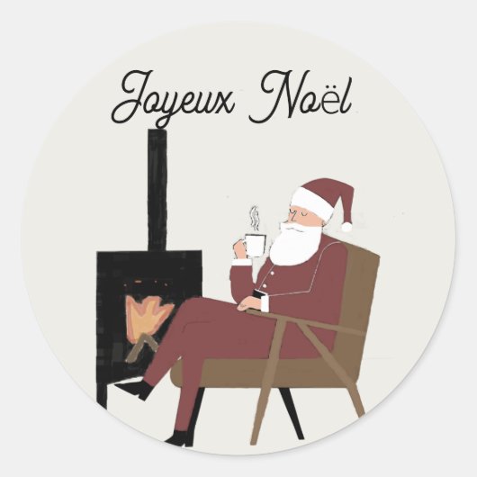 Kerstmis Ronde Sticker Kerstman Schouw (Voorkant)