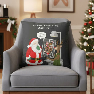 Kerstmis Röntgenlaborant Grappige Kerstman & Rendi Kussen