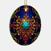KERSTMIS Rood Blauw Goud Groen 3D Ster ~ Keramisch Ornament (Rechts)