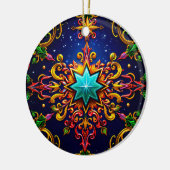 KERSTMIS Rood Blauw Goud Groen 3D Ster ~ Keramisch Ornament (Links)