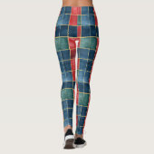 Kerstmis Rood Blauw Groen Vierkanten Leggings (Achterkant)