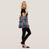 Kerstmis Rood Blauw Groen Vierkanten Tote Bag (Op model)