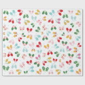 Kerstmis Rood Blauw Roze Patroon Cadeaupapier (Vlak)