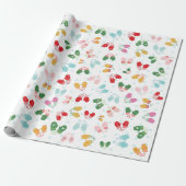 Kerstmis Rood Blauw Roze Patroon Cadeaupapier (Uitgerold)