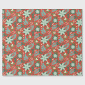 Kerstmis Rood Bloem Kerstfeest Cadeaupapier (Vlak)