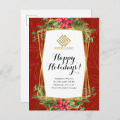 Kerstmis Rood Bloem Logo Zakelijke Postkaart (Voorkant / Achterkant)