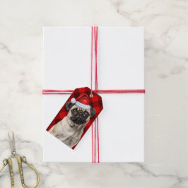 Kerstmis Rood Buffalo Geruite Pugs Hondenliefhebbe Cadeaulabel