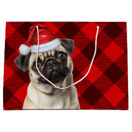 Kerstmis Rood Buffalo Plaid Pug Hondenliefhebber Groot Cadeauzakje