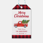 Kerstmis Rood Buffalo Pset Merry kerst Cadeaulabel (Voorkant)