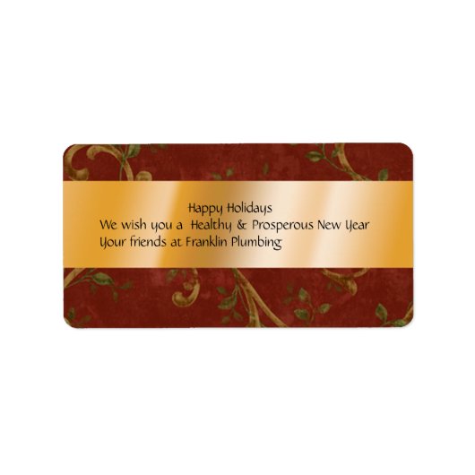 Kerstmis Rood en Goud Wijnlabel Etiket (Voorkant)