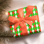 Kerstmis Rood En Groen Argyle Cadeaupapier