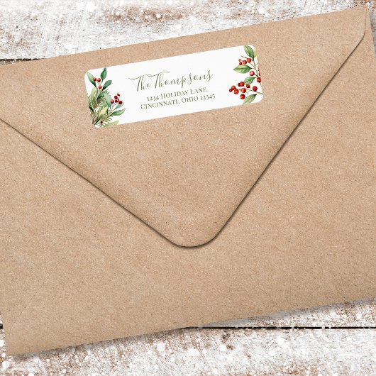 Kerstmis Rood en Groen Botanisch groen Etiket