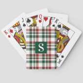 Kerstmis Rood En Groen Geruit Aangepast Monogram Pokerkaarten (Achterkant)