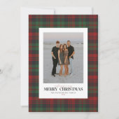 Kerstmis Rood en Groen Geruit Foto Plat Feestdagenkaart (Voorkant)