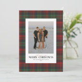 Kerstmis Rood en Groen Geruit Foto Plat Feestdagenkaart (Staand voorkant)