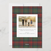 Kerstmis Rood en Groen Geruit Foto Plat Feestdagenkaart (Achterkant)