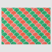 Kerstmis Rood en Groen Geschilderd Schaalpatroon Tissuepapier (Voorkant)