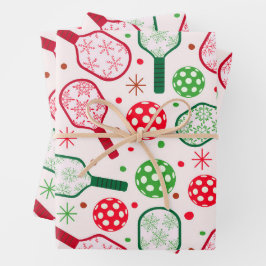 Kerstmis Rood en Groen Pickleball Paddles Inpakpapier Vel