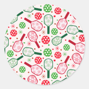Kerstmis Rood en Groen Pickleball Paddles  Ronde Sticker