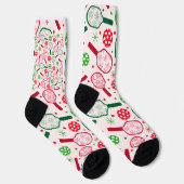 Kerstmis Rood en Groen Pickleball Paddles Sokken (Rechts)