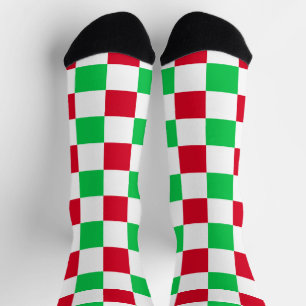 Kerstmis Rood en Groen Schakenbord Sokken