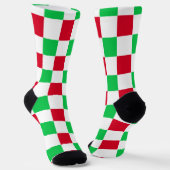 Kerstmis Rood en Groen Schakenbord Sokken (Gebogen)