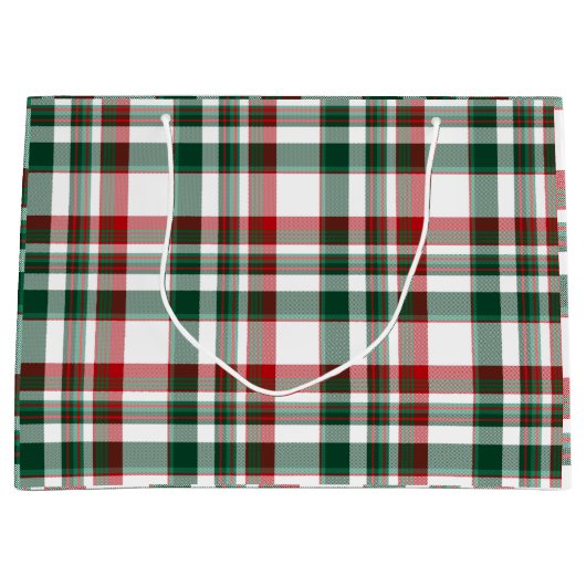 Kerstmis Rood En Groen Schotse Ruit Groot Cadeauzakje (Voorkant)