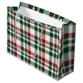 Kerstmis Rood En Groen Schotse Ruit Groot Cadeauzakje (Voorkant Gekanteld)