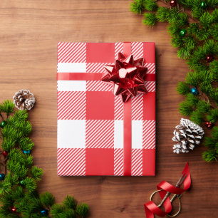 Kerstmis Rood en Wit Buffalo Plaid Cadeaupapier