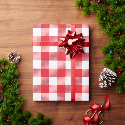Kerstmis Rood en Wit Buffalo Rut Cadeaupapier (Feestdagen Geschenken)